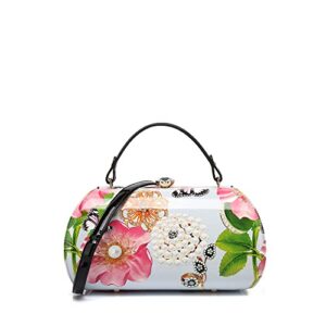 floral faux patent leather satchel