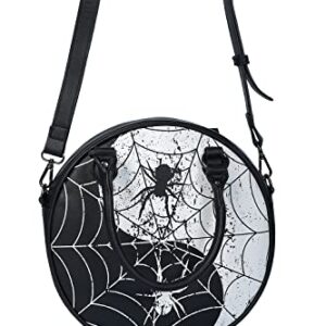 Lost Queen Gothic Round Spider Handbag Yin Yang Web Shoulder Bag Crossbody Purse