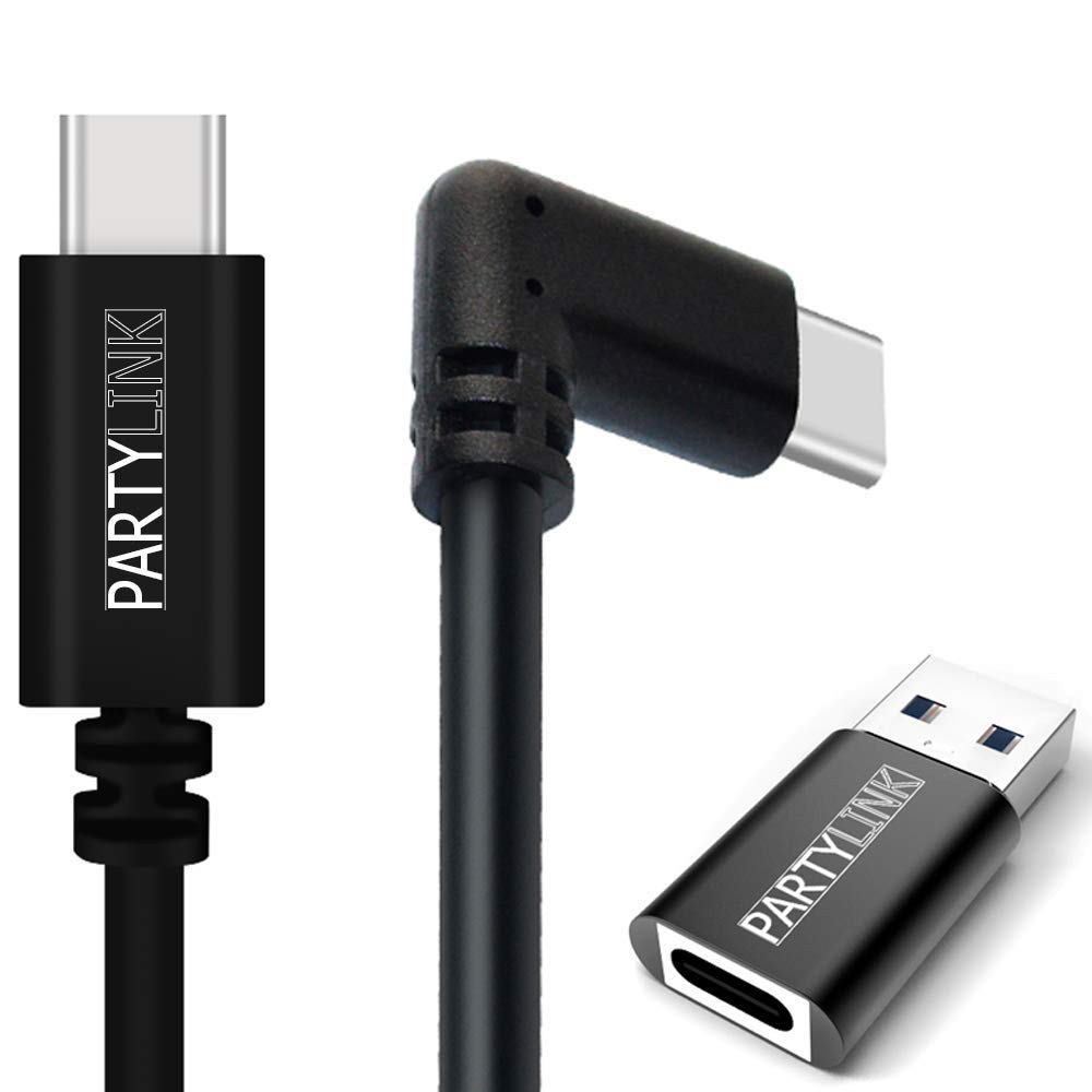 PartyLink 10ft(3m) USB Type-C Cable | Compatible with Oculus Quest & Quest2 Link | High Speed Data Transfer & Fast Charging | USB-A Adapter [USB-IF Certified]