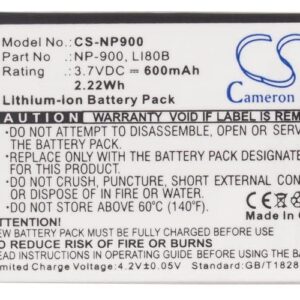 VI VINTRONS Battery for Praktica DM-6331, DS-4330, DS-4331, DS-4341, DS-4346, DS-5080, DS-5330, DS-5341, NP-900,