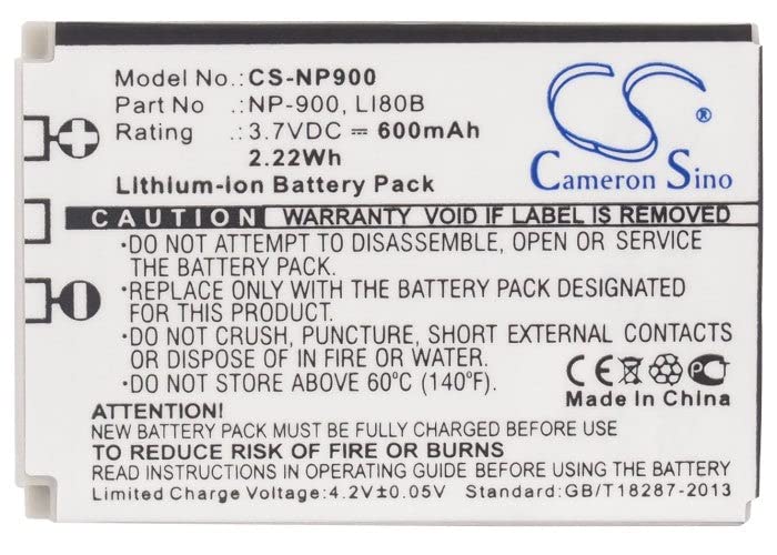 VI VINTRONS Battery for Praktica DM-6331, DS-4330, DS-4331, DS-4341, DS-4346, DS-5080, DS-5330, DS-5341, NP-900,