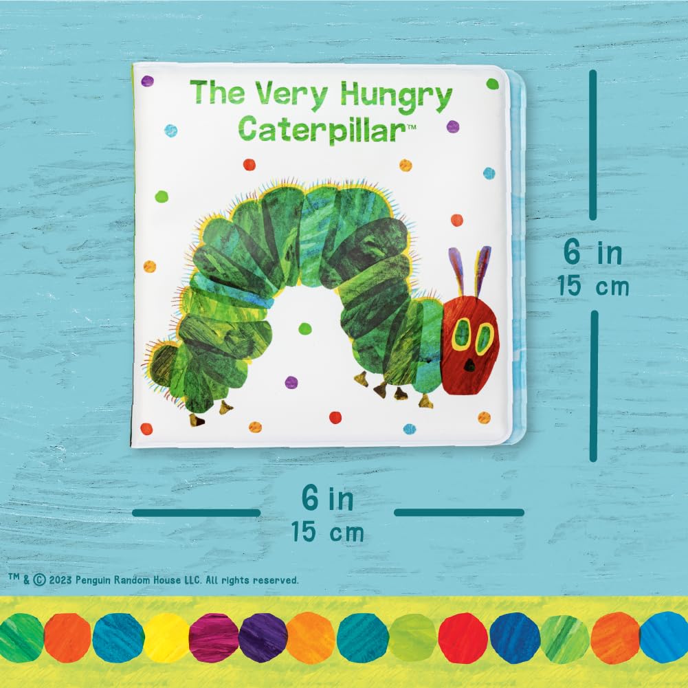 Kids Preferred World of Eric Carle The Very Hungry Caterpillar 6 Inch Vinyl Bath Book Bath Tub Toy Perfect for Water Play and Learning for Ages 0+