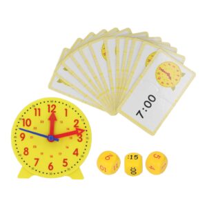 VBESTLIFE Kids, Educational Learning Teaching Clock Toy Gift with 3 Dices 24 Cards Teaching Clocks for Kids Early Development & Activity Toys