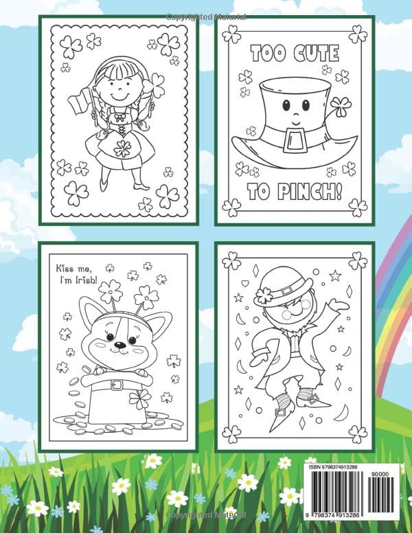 St. Patrick's Day Coloring Book for Kids: 50 Super Cute Big and Easy Designs with Leprechauns, Shamrocks, Rainbows, Lucky Clovers, Pots of Gold and More!