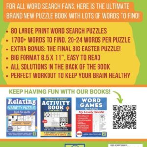 SPRING WORD SEARCH LARGE PRINT: A New Fun and Relaxing Word Search Puzzle Book for Adults and Seniors. 1700+ Words to Find for Your Pleasant Spring Days! Extra Bonus: the Big Final Puzzle!