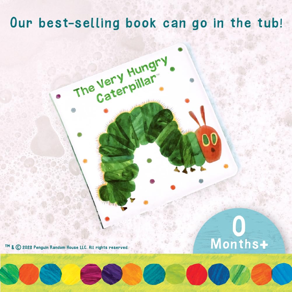 Kids Preferred World of Eric Carle The Very Hungry Caterpillar 6 Inch Vinyl Bath Book Bath Tub Toy Perfect for Water Play and Learning for Ages 0+