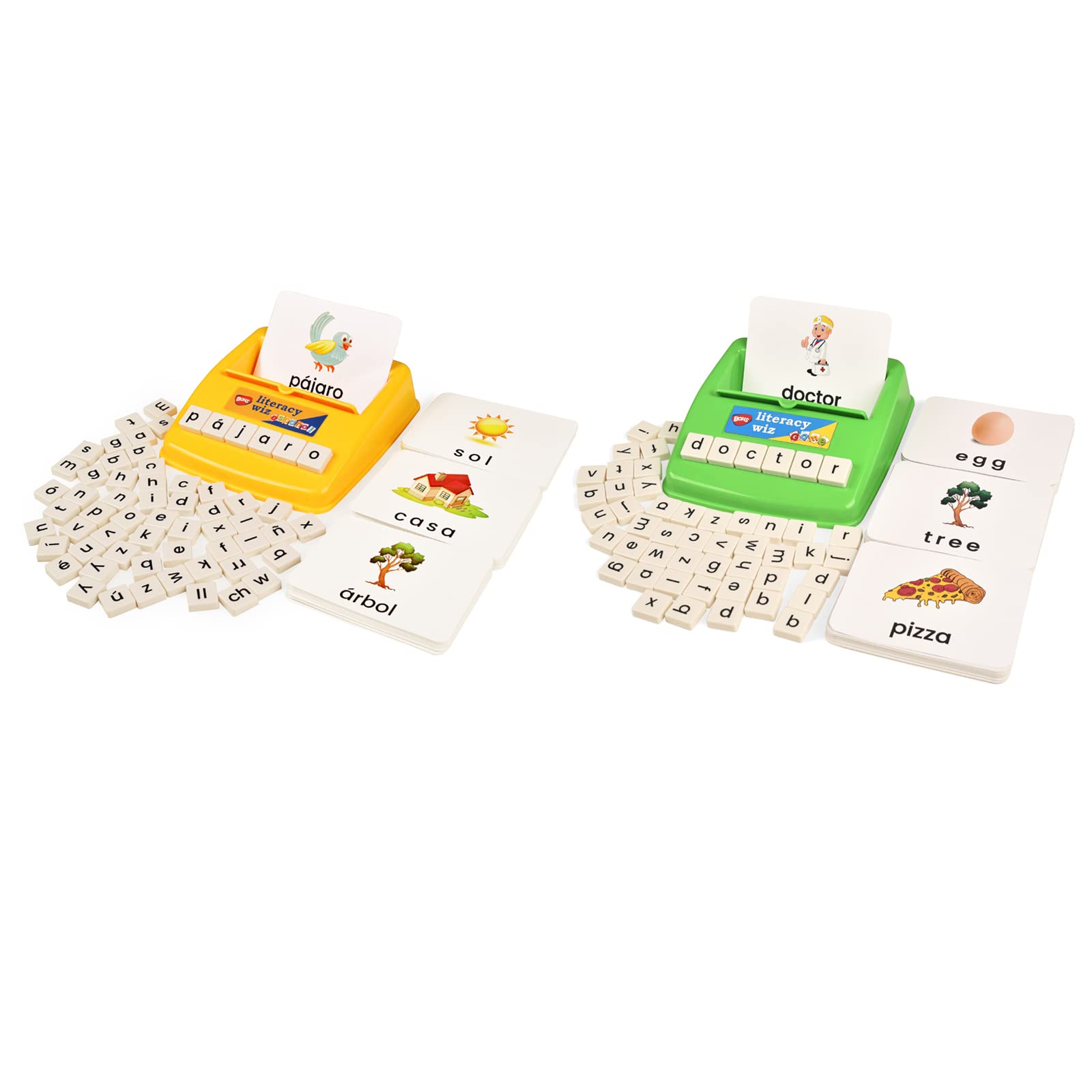 BOHS Spanish and English Literacy Wiz Game - Preschool Language Learning Educational Toys