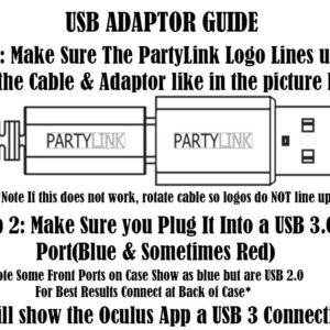 PartyLink 10ft(3m) USB Type-C Cable | Compatible with Oculus Quest & Quest2 Link | High Speed Data Transfer & Fast Charging | USB-A Adapter [USB-IF Certified]