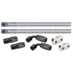 braided stainless -6an trans oil cooler line kit, 12 ft. hose