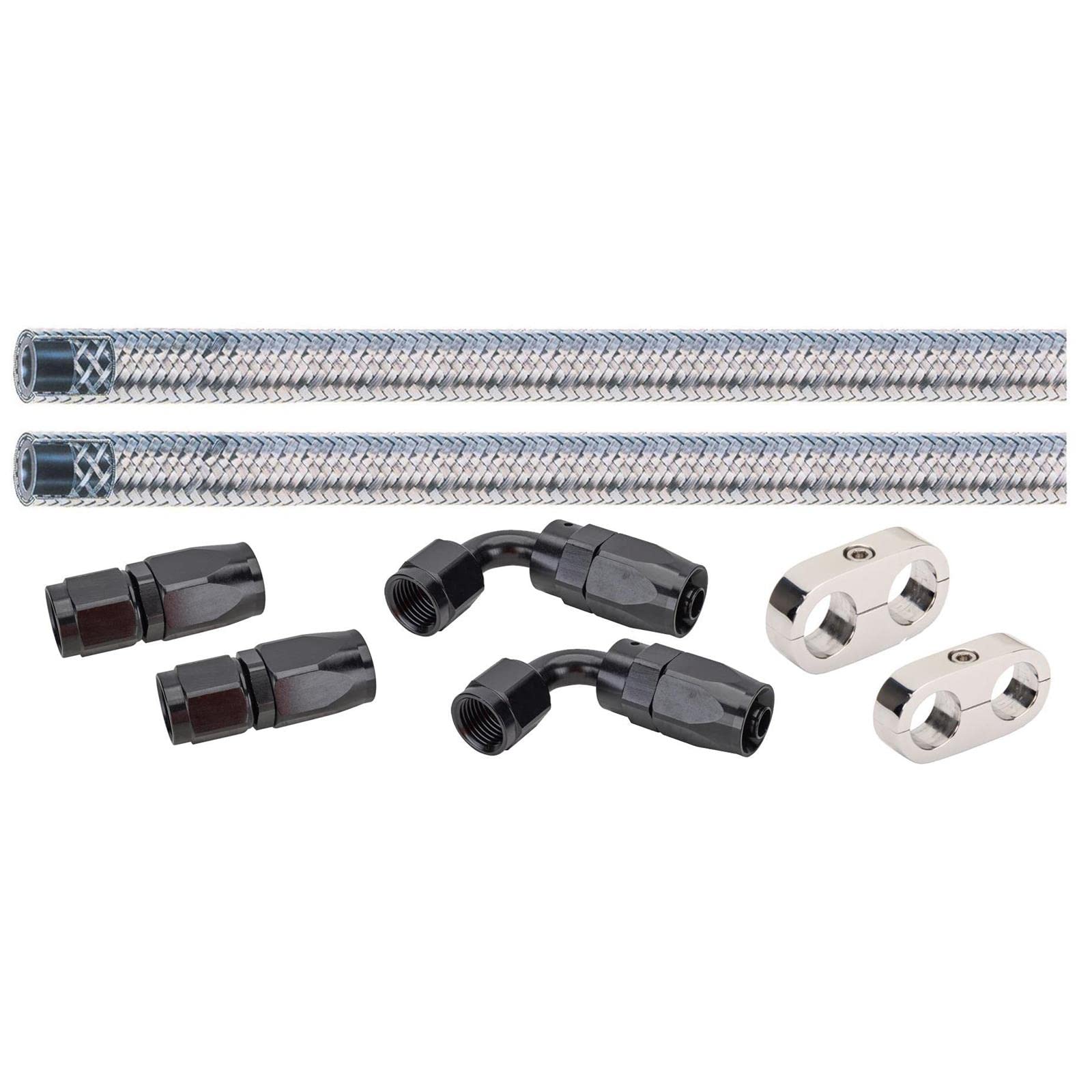 Braided Stainless -6AN Trans Oil Cooler Line Kit, 12 ft. Hose