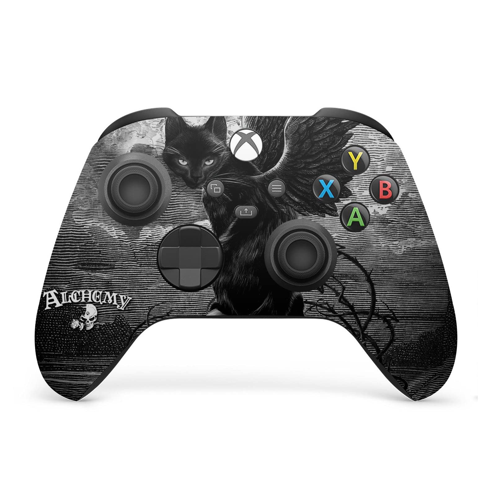 Head Case Designs Officially Licensed Alchemy Gothic Nine Lives of Poe Skull Cat Gothic Vinyl Sticker Gaming Skin Decal Cover Compatible with Xbox Series X Console and Controller Bundle