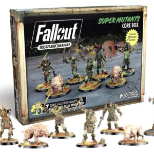 Modiphius Fallout Wasteland Warfare: Super Mutants Core Box (Updated) - 7 Unpainted Resin Miniatures, RPG, Includes Scenic Bases, 32MM Scale Figures, Tabletop Roleplaying Game Minifigures