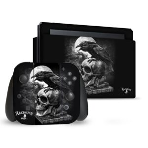 head case designs officially licensed alchemy gothic poe's raven gothic vinyl sticker gaming skin decal cover compatible with nintendo switch console & dock & joy-con controller bundle