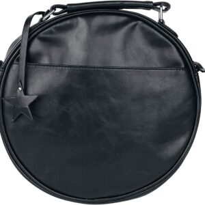 Lost Queen Pentagram Handbag Round - Gothic Crossbody Purse - Black Faux Leather Bag