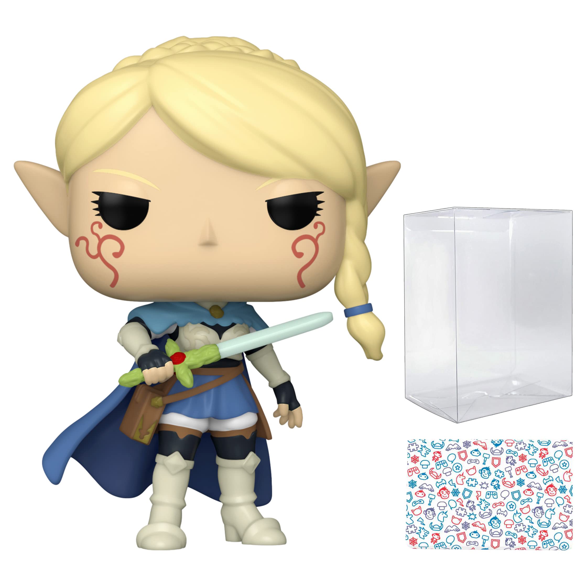 Funko Exclusive 3-Piece Bundle - Black Clover Charlotte Roselei Special Edition GITD Chase Pop! Animation Glow GITD Vinyl Figure #1155 with Heavy Duty Sliding Monkey Box Sorter and Pop Protector