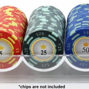 Versa Games 10 Clear Acrylic Poker Chip Trays with Cover - Casino Grade - 30% Thicker Than Standard Chip Trays - For Standard Size Poker Chips & Clay Poker Chips - 10 Chip Racks - Each Holds 100 Chips