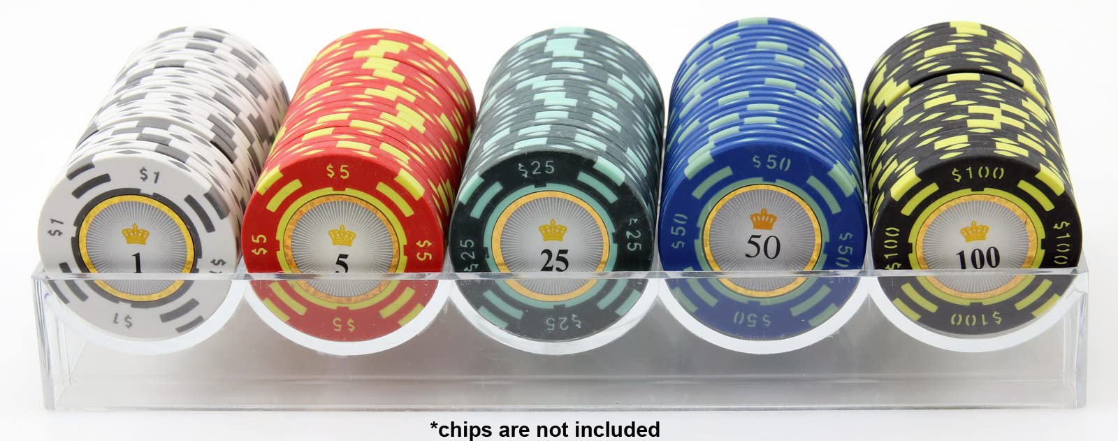 Versa Games 10 Clear Acrylic Poker Chip Trays with Cover - Casino Grade - 30% Thicker Than Standard Chip Trays - For Standard Size Poker Chips & Clay Poker Chips - 10 Chip Racks - Each Holds 100 Chips