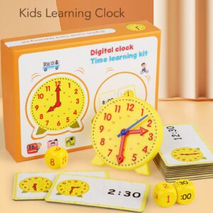 VBESTLIFE Kids, Educational Learning Teaching Clock Toy Gift with 3 Dices 24 Cards Teaching Clocks for Kids Early Development & Activity Toys