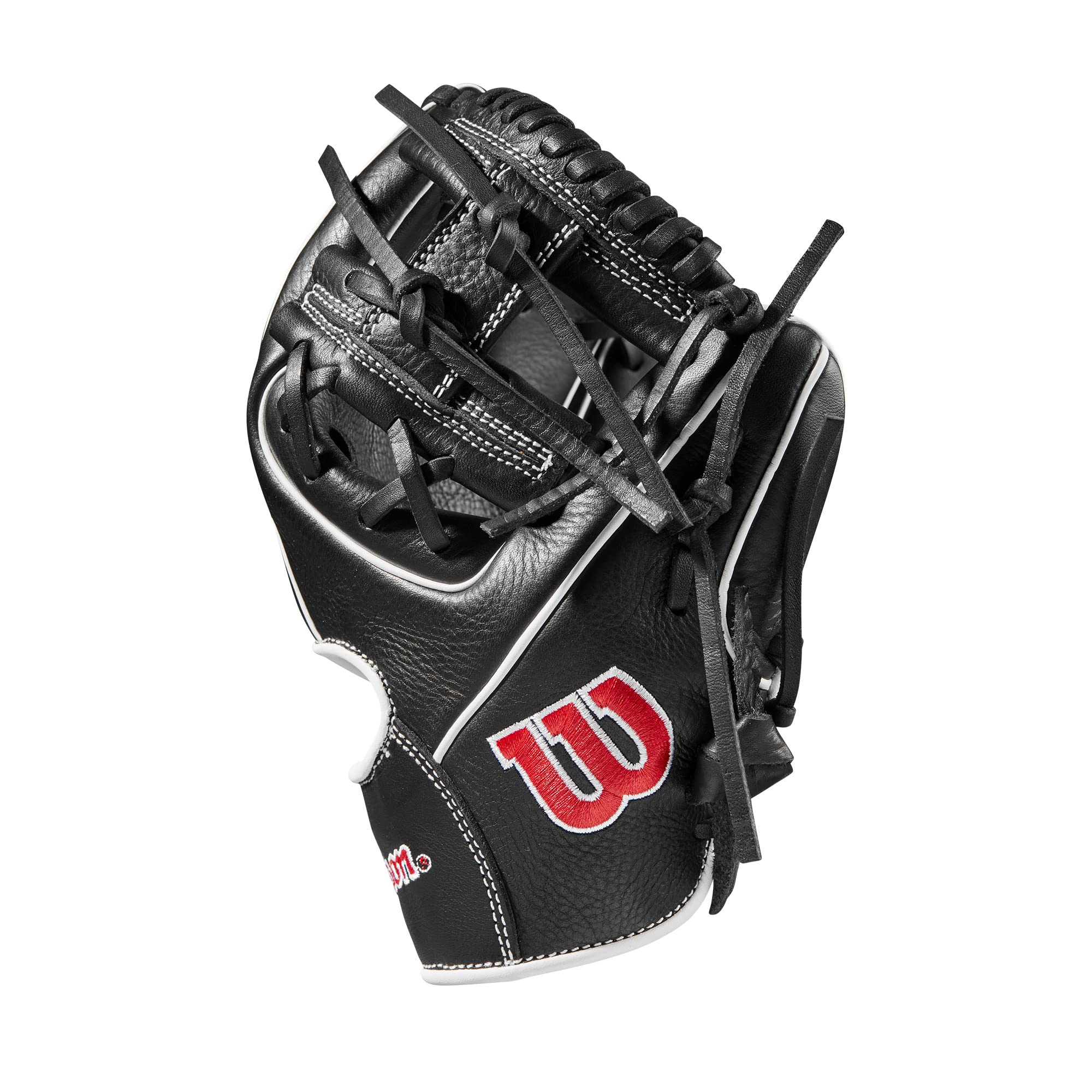 Wilson 27.5” Infield Pancake Training Baseball Glove - Right Hand Throw, Black/Red