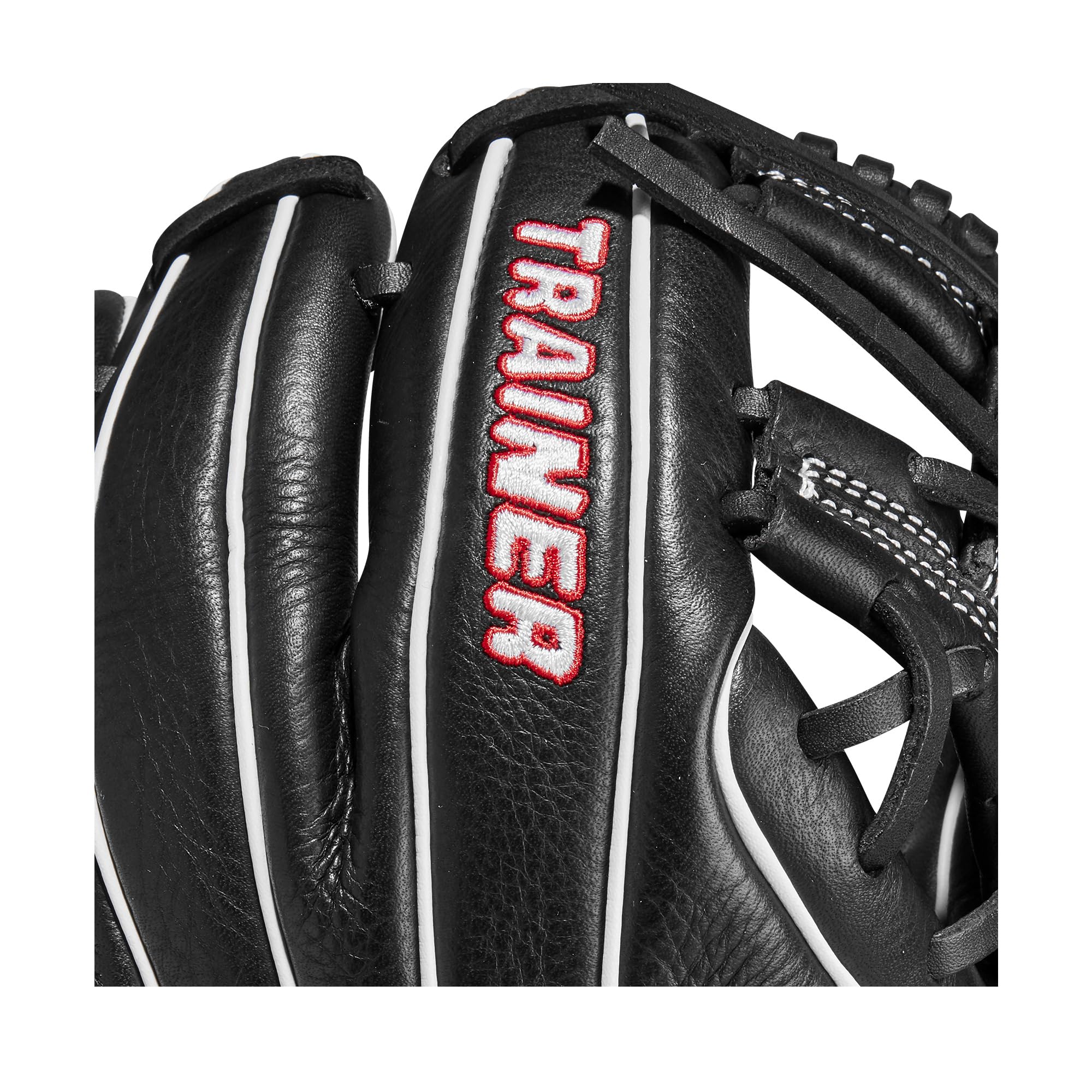 Wilson 27.5” Infield Pancake Training Baseball Glove - Right Hand Throw, Black/Red