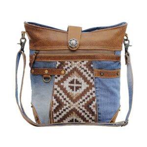 myra bag western leather shoulder bag for women - upcycled canvas crossbody sofia mia