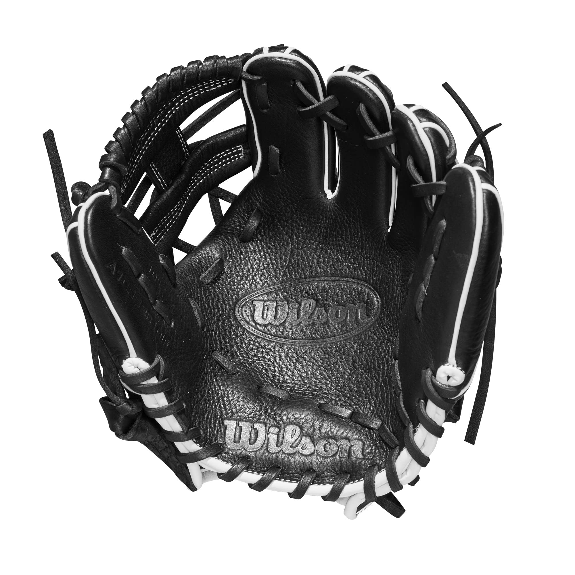 Wilson 27.5” Infield Pancake Training Baseball Glove - Right Hand Throw, Black/Red