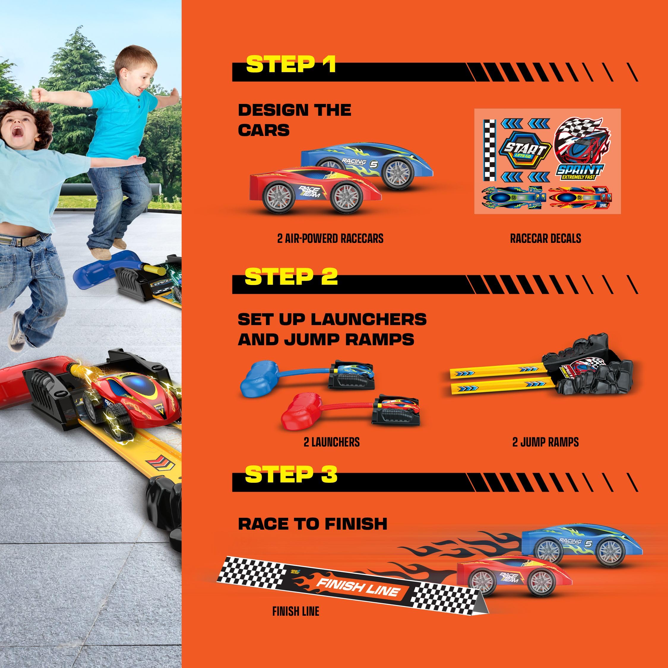 Car Rocket Launcher Toy for Kids Ages 3, 4, 5, 6 + Year Old Boys Toys - 2 Race Cars, Stomp Launch Pads Boy Gift Outdoor Birthday Gifts & Girls Age 3+ (2 Pack)