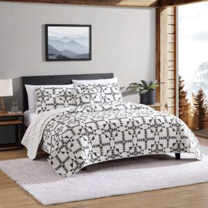 eddie bauer- queen quilt set, cotton reversible bedding set, all season home décor with bonus pillow cover (arrowhead charcoal, queen)