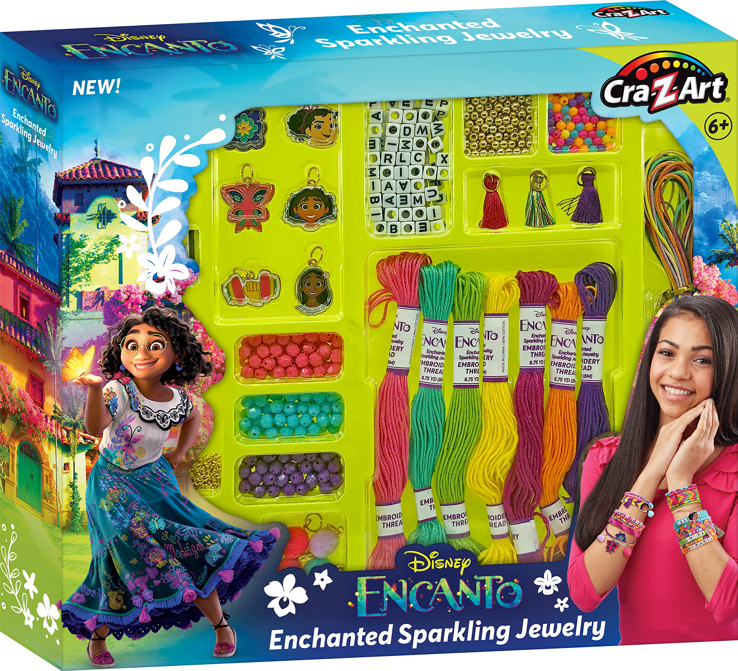 Cra-Z-Art Disney Encanto Enchanted Sparkling Jewelry Bracelet Kit, Make 25 Bracelets, Ages 6 and up