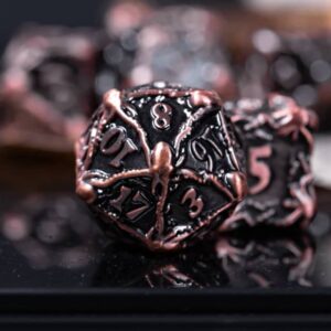 Burning Copper Storm Kraken DND Metal Dice Set for Dungeons and Dragons Gifts, D&D, D and D, Pathfinder, Accessories, D20, Polyhedral, Resin Dice, Metal, Dice Tray, Tower, Bag, Box