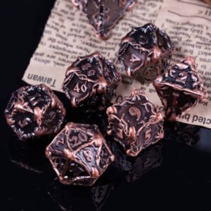 Burning Copper Storm Kraken DND Metal Dice Set for Dungeons and Dragons Gifts, D&D, D and D, Pathfinder, Accessories, D20, Polyhedral, Resin Dice, Metal, Dice Tray, Tower, Bag, Box