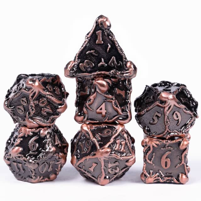 Burning Copper Storm Kraken DND Metal Dice Set for Dungeons and Dragons Gifts, D&D, D and D, Pathfinder, Accessories, D20, Polyhedral, Resin Dice, Metal, Dice Tray, Tower, Bag, Box