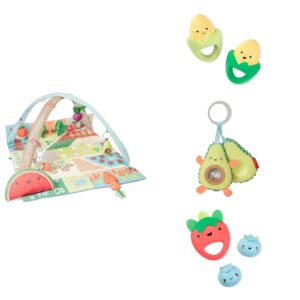 skip hop activity play gym and infant rattle toy gift set, farmstand