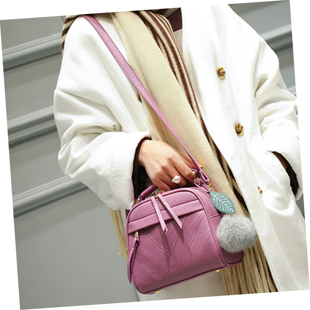 SHERCHPRY Leather Sling Bag Trendy Tote Bag Cross Purple Girls Plush with Women Pu Bag Toy Handbag Leather Fashion Doll for Body Birthday Pendant Shoulder Fuzzy Crossbody Bag Crossbody Sling Bag