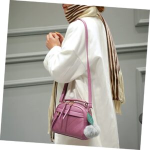 SHERCHPRY Leather Sling Bag Trendy Tote Bag Cross Purple Girls Plush with Women Pu Bag Toy Handbag Leather Fashion Doll for Body Birthday Pendant Shoulder Fuzzy Crossbody Bag Crossbody Sling Bag