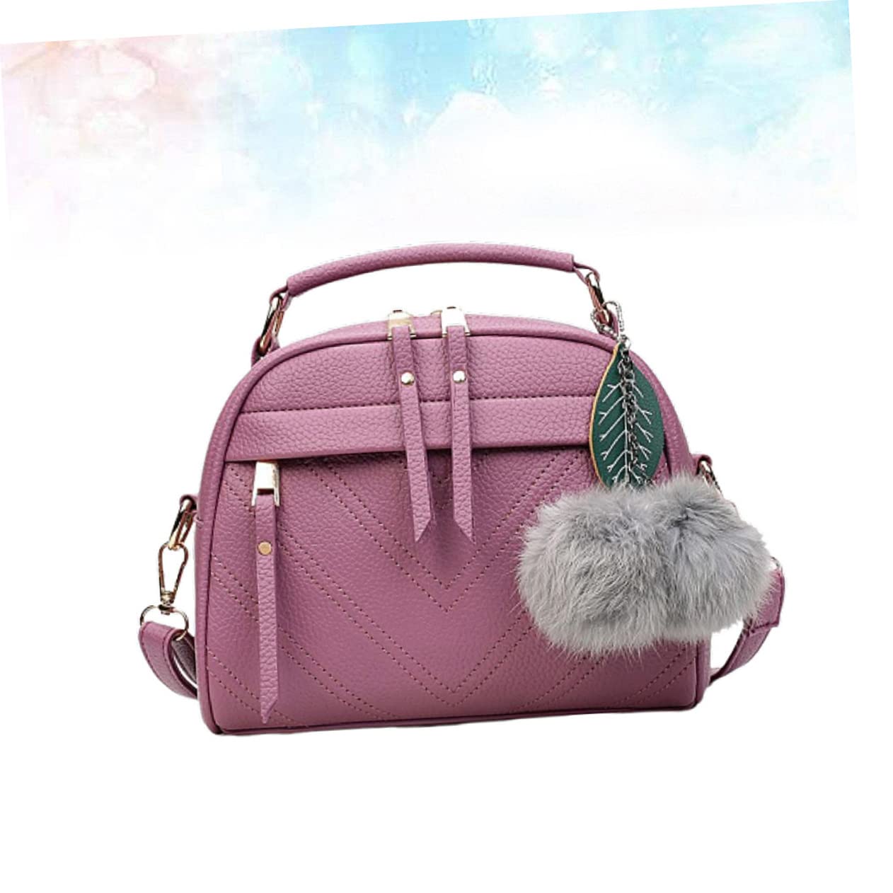 SHERCHPRY Leather Sling Bag Trendy Tote Bag Cross Purple Girls Plush with Women Pu Bag Toy Handbag Leather Fashion Doll for Body Birthday Pendant Shoulder Fuzzy Crossbody Bag Crossbody Sling Bag