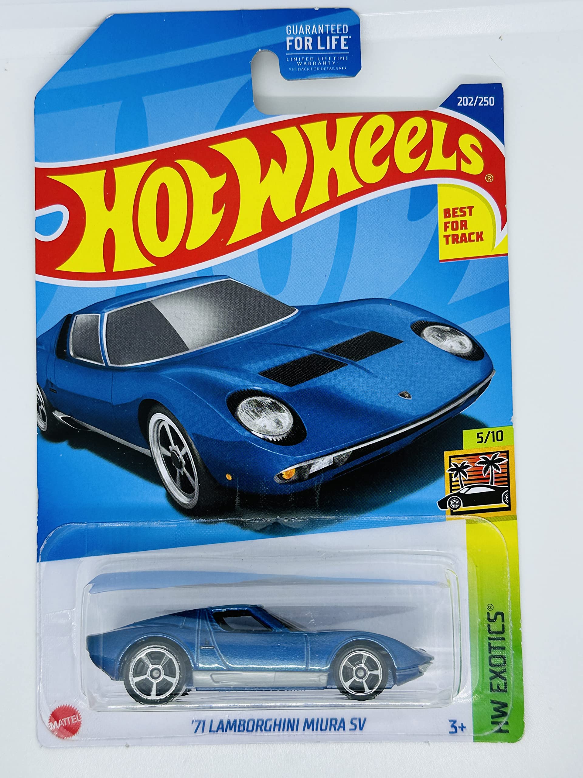 Hot Wheels - '71 Lamborghini Miura SV - Blue - Exotics 202/250 - Mint/NrMint Ships Bubble Wrapped in a Box