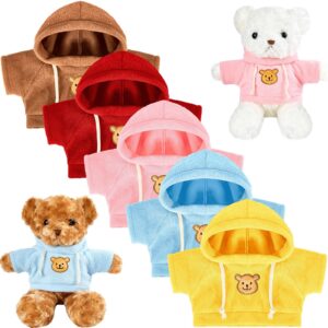 Junkin 5 Pcs Bear Clothes Tee Bear Hoodie Fit 14-18 Inches Bears Sublimation Stuffed Animal Clothes Cute Tiny Clothes DIY Bear Toy Make Your Own Plush Doll Clothes