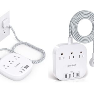 USB C Power Strip, 3 Outlet Multi Plug Outlet Extender, 5 Ft Extension Cord with Multiple Outlet with No Surge Protection