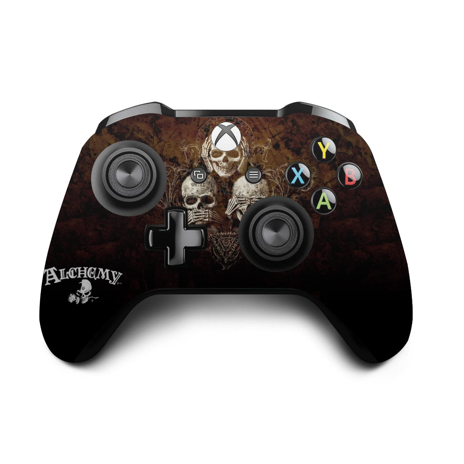 Head Case Designs Officially Licensed Alchemy Gothic No Evil Three Skull Gothic Vinyl Sticker Gaming Skin Decal Cover Compatible With Xbox One X Console and Controller Bundle