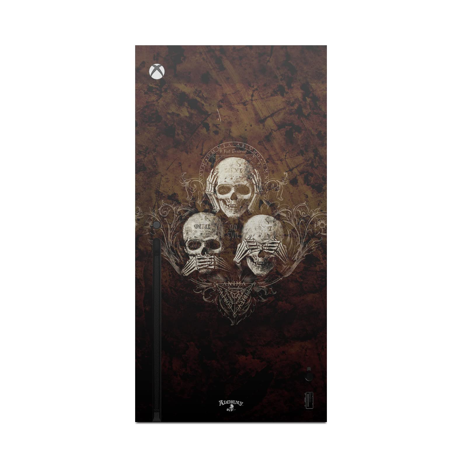 Head Case Designs Officially Licensed Alchemy Gothic No Evil Three Skull Gothic Vinyl Sticker Gaming Skin Decal Cover Compatible with Xbox Series X Console and Controller Bundle