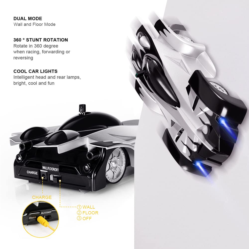 EpochAir Wall Climbing Remote Control Car Dual Mode 360deg Rotating RC Stunt Cars with Headlight Rechargeable Toys for Boys Girls Gift for 4 5 6 7 8-12 Year Old Kid