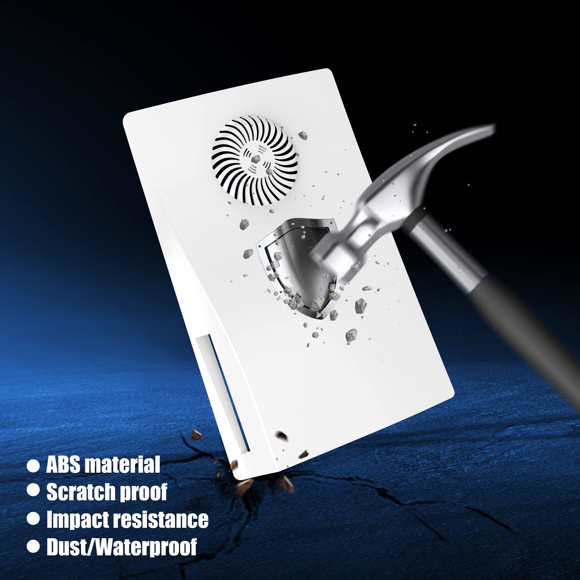 Heiko Premium ABS Replacement Shell for PS5 Disc Edition, Upgrade Your Console with This Heiko Replacement Shell Featuring Cooling Vents and a Sleek Design, Easy to Install and fits Perfectly(White)