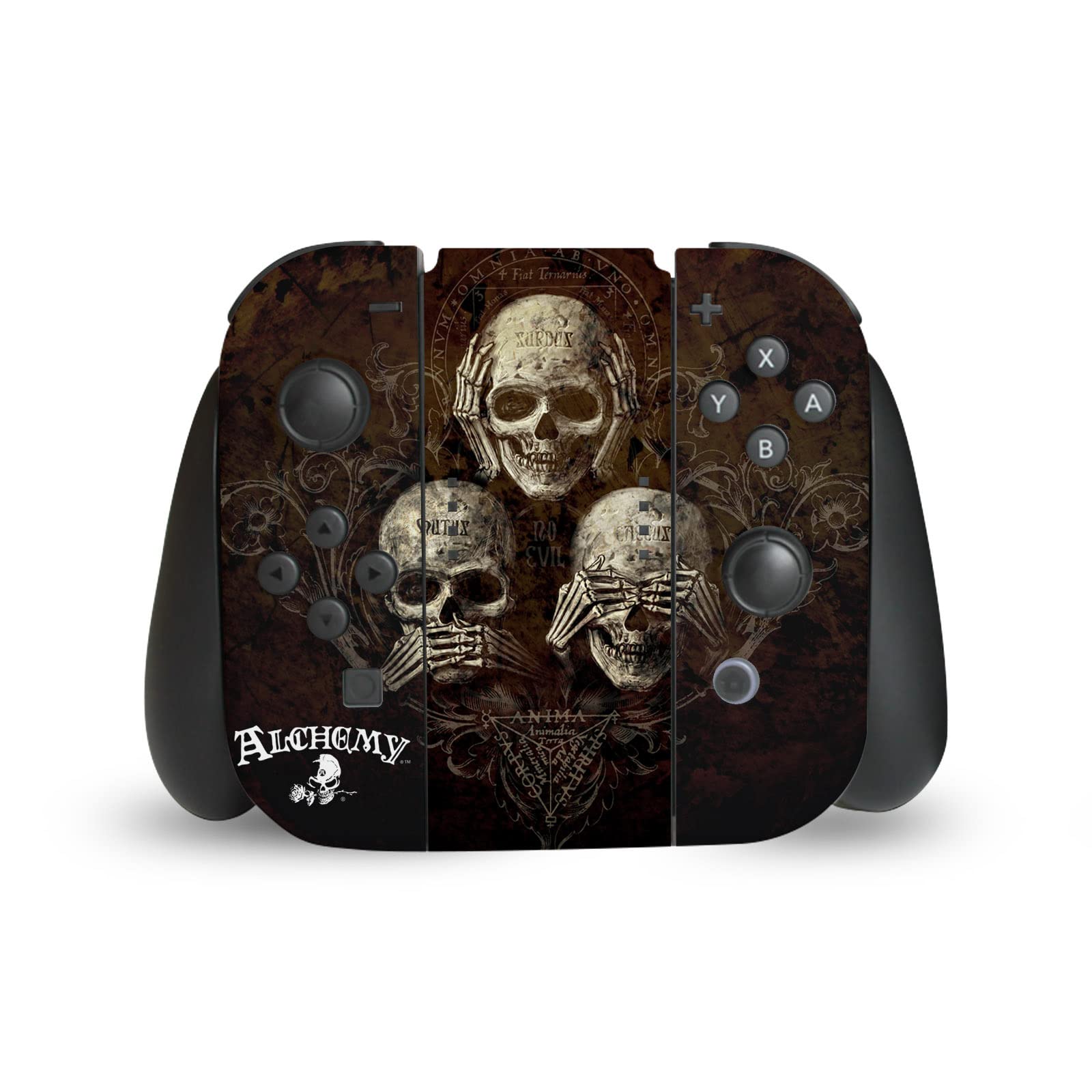 Head Case Designs Officially Licensed Alchemy Gothic No Evil Three Skull Gothic Vinyl Sticker Gaming Skin Decal Cover Compatible With Nintendo Switch Console & Dock & Joy-Con Controller Bundle