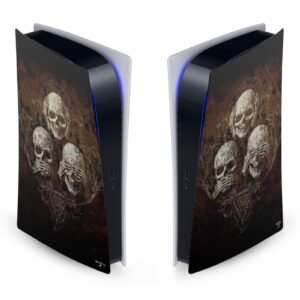 head case designs officially licensed alchemy gothic no evil three skull gothic vinyl faceplate sticker gaming skin decal cover compatible with sony playstation 5 ps5 digital edition console