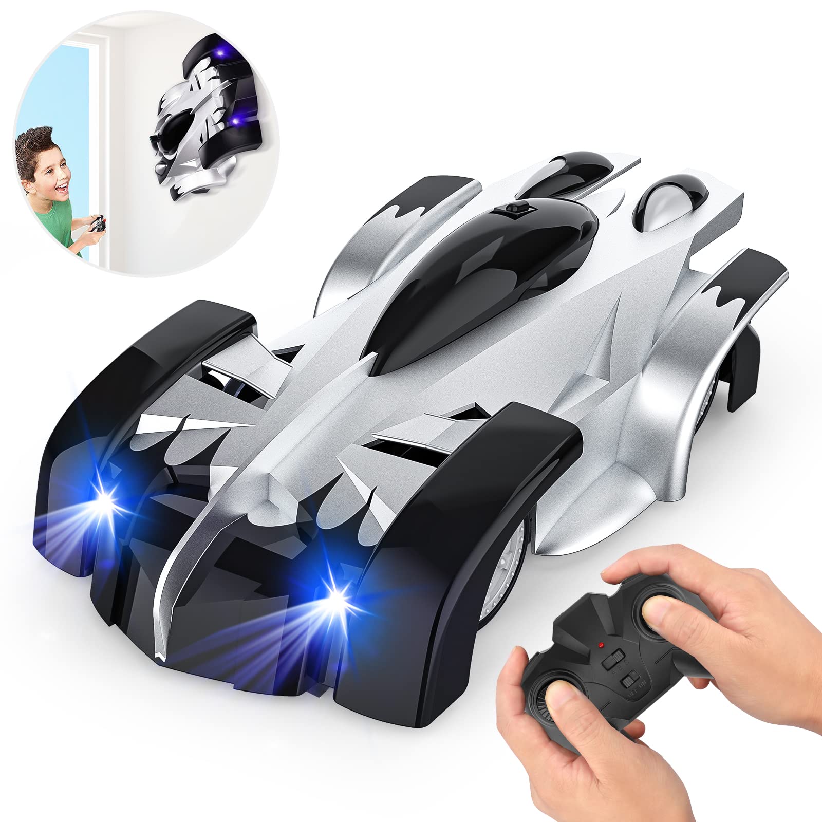 EpochAir Wall Climbing Remote Control Car Dual Mode 360deg Rotating RC Stunt Cars with Headlight Rechargeable Toys for Boys Girls Gift for 4 5 6 7 8-12 Year Old Kid