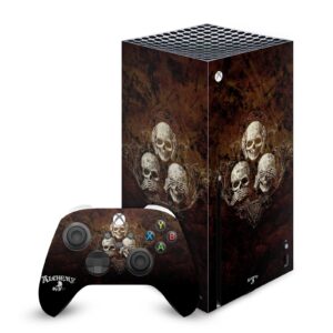 Head Case Designs Officially Licensed Alchemy Gothic No Evil Three Skull Gothic Vinyl Sticker Gaming Skin Decal Cover Compatible with Xbox Series X Console and Controller Bundle