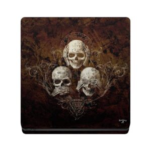 Head Case Designs Officially Licensed Alchemy Gothic No Evil Three Skull Gothic Vinyl Sticker Gaming Skin Decal Cover Compatible With Sony PlayStation 4 PS4 Slim Console and DualShock 4 Controller