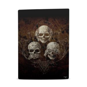 Head Case Designs Officially Licensed Alchemy Gothic No Evil Three Skull Gothic Vinyl Faceplate Sticker Gaming Skin Decal Cover Compatible with Sony Playstation 5 PS5 Digital Edition Console