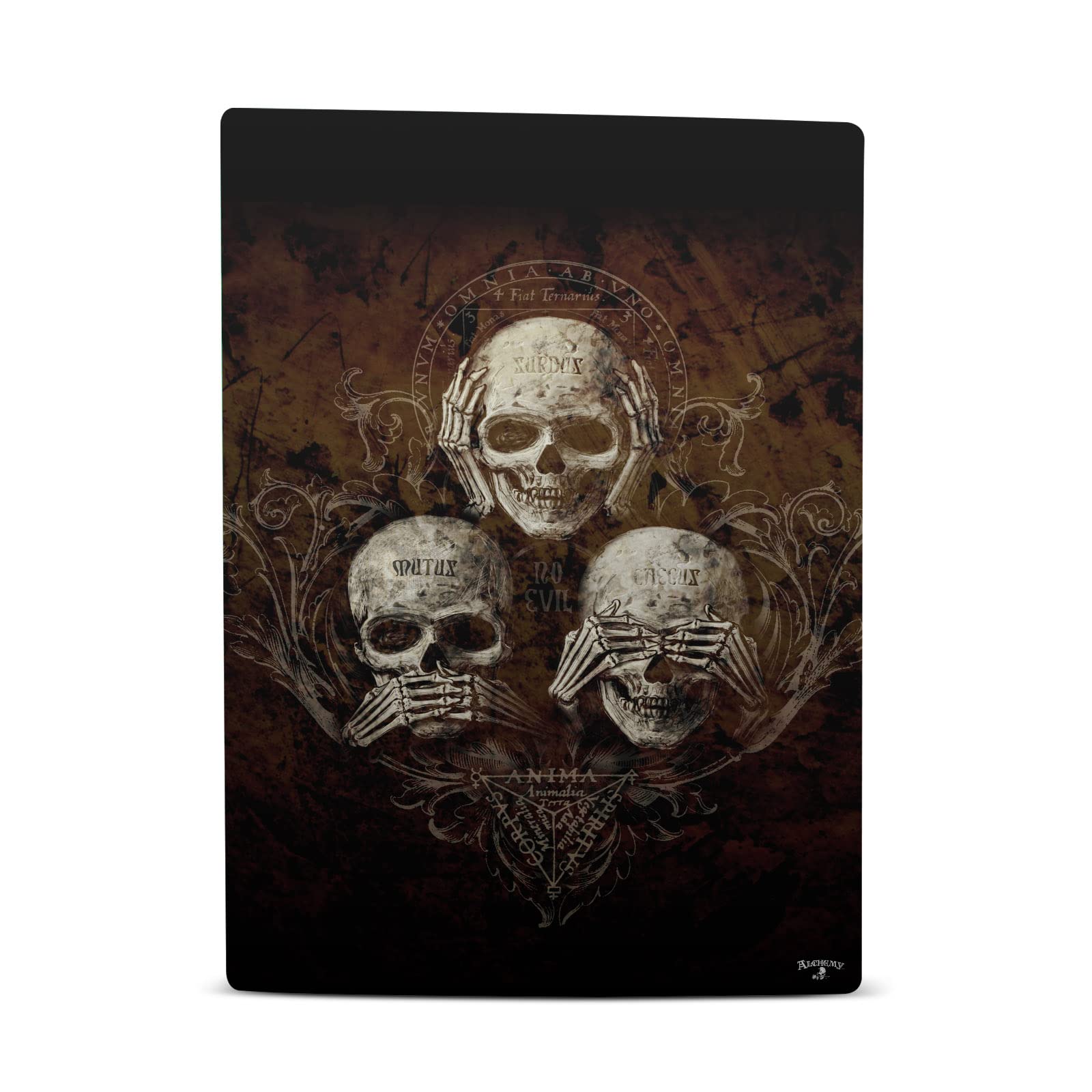 Head Case Designs Officially Licensed Alchemy Gothic No Evil Three Skull Gothic Vinyl Faceplate Sticker Gaming Skin Decal Cover Compatible with Sony Playstation 5 PS5 Digital Edition Console